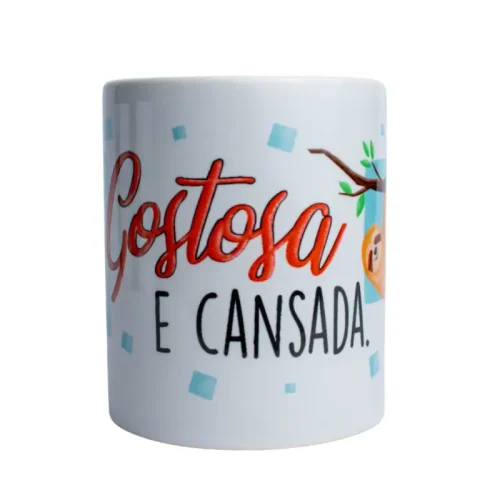 Caneca Cerâmica Branca 325 ml – Bicho Preguiça – Coleção Pet&Fun Deise Lume