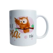 Caneca Cerâmica Branca 325 ml - Coruja - Coleção Pet&Fun Deise Lume