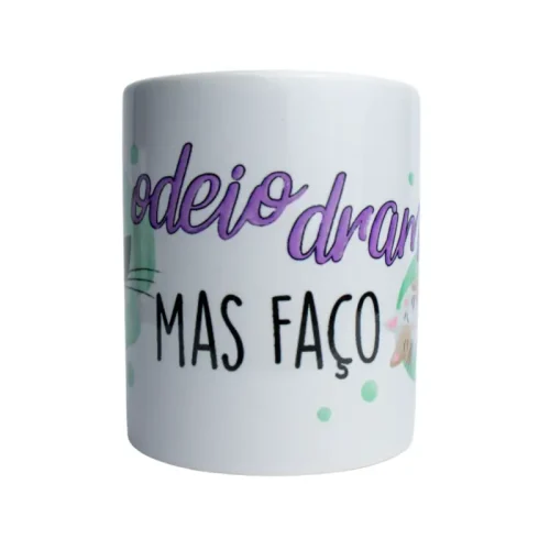 Caneca Cerâmica Branca 325 ml – Gata – Coleção Pet&Fun Deise Lume