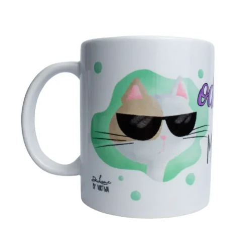 Caneca Cerâmica Branca 325 ml – Gata – Coleção Pet&Fun Deise Lume