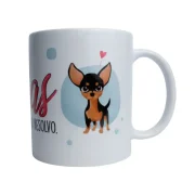 Caneca Cerâmica Branca 325 ml - Pinscher - Coleção Pet&Fun Deise Lume