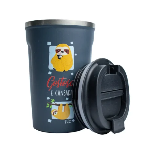 Copo Térmico Coffee 380 ml – Bicho Preguiça – Coleção Pet&Fun Deise Lume